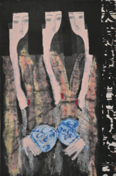 童振刚作品《闲聊系列》，134x89cm，1995
