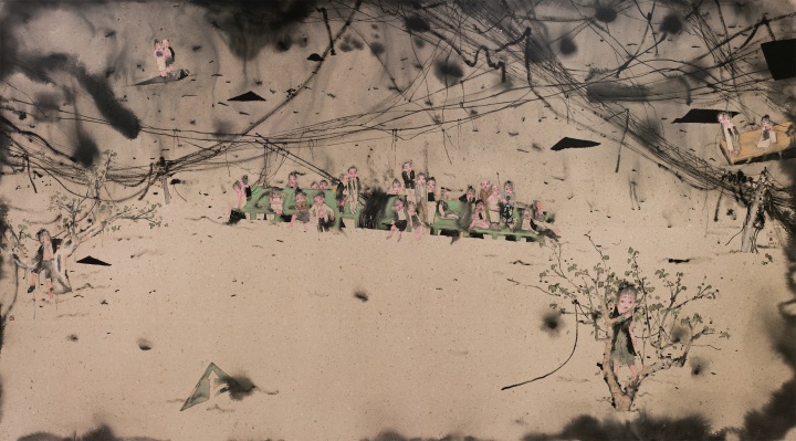 刘庆和 《绿岛》纸本水墨 280×500cm 2013
刘庆和 《绿岛》纸本水墨 280×500cm 2013