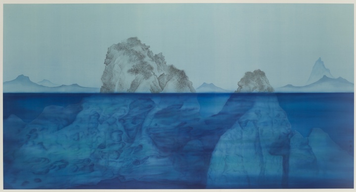徐累作品《海天三号》，在山水、海天的对仗中寻找传统笔法精神在当下的意味。
