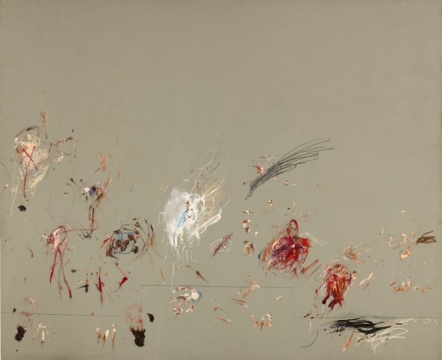 赛•托姆布雷，《无题》，布面、油、蜡笔、铅笔，206×253cm，1964，图片来源：Sotheby's
