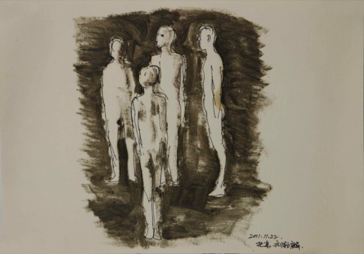 草图11，纸上丙烯和签字笔，26.6x37.8cm，2011
