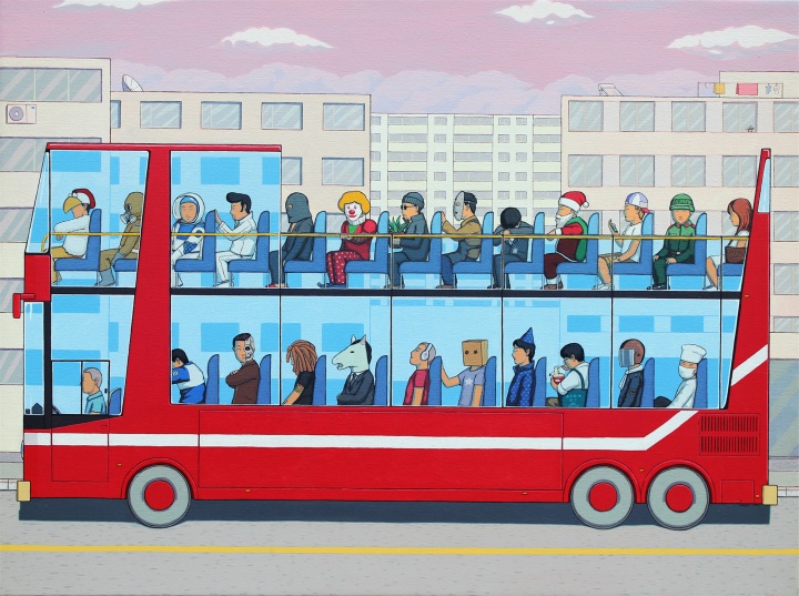 《双层巴士》60×80cm 布面丙烯 2013
《双层巴士》60×80cm 布面丙烯 2013