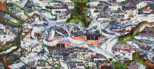 《广亩城》 188x410cm 布面丙烯油画 2013
