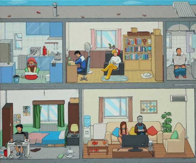 《窝》 50×60cm 布面丙烯 2013
《窝》 50×60cm 布面丙烯 2013