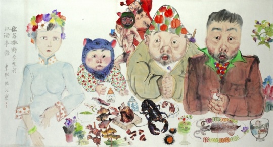 年夜饭 98x180cm 水墨设色 纸本 2014
年夜饭 98x180cm 水墨设色 纸本 2014