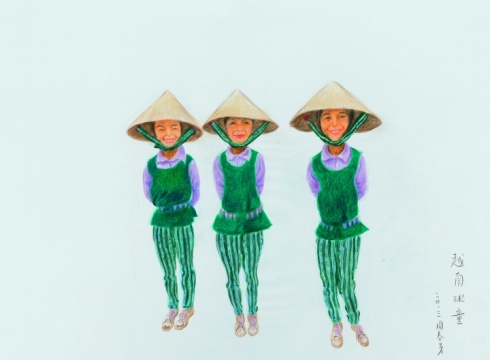 周春芽 越南球童 56×76cm 纸本色粉 2013
周春芽 越南球童 56×76cm 纸本色粉 2013