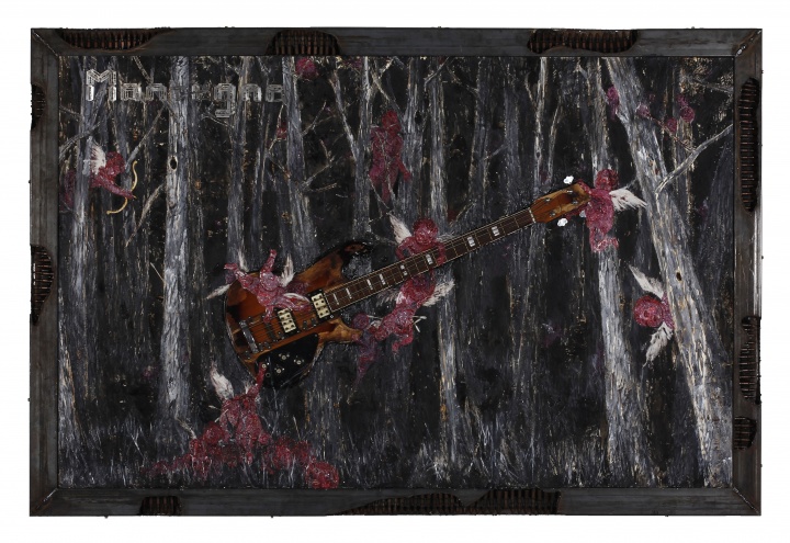 《曼迪那的天使》 206×138cm 木刻和综合材料 2014
《曼迪那的天使》 206×138cm 木刻和综合材料 2014