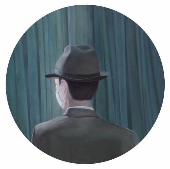 《幕后XX》 布面油画 直径100cm 2013
《幕后XX》 布面油画 直径100cm 2013