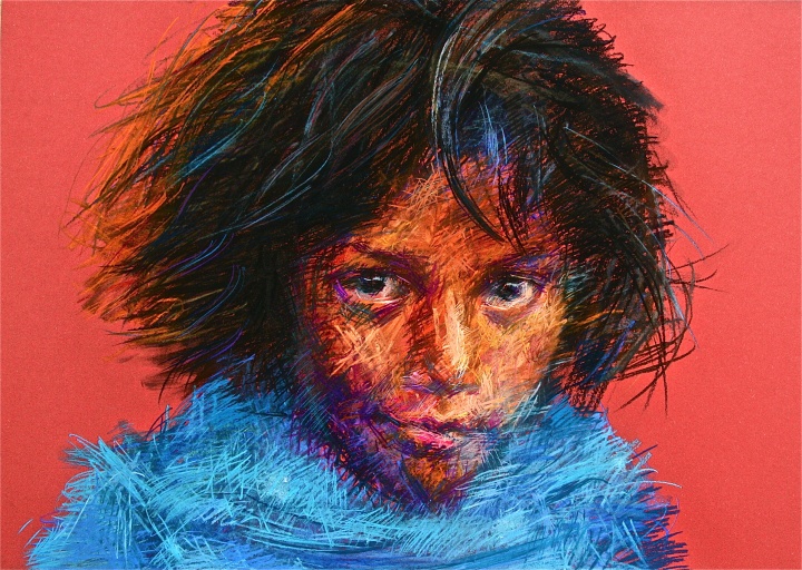 《女孩》 79x109cm 纸本色粉笔 2004
《女孩》 79x109cm 纸本色粉笔 2004