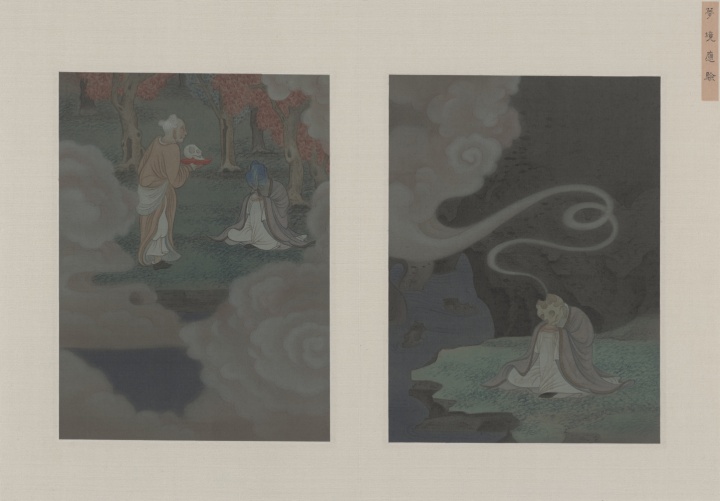 《搜异录——续夷坚志之七 梦境应验》 绢本重彩 23.5×19.5cm×2 2013
《搜异录——续夷坚志之七 梦境应验》 绢本重彩 23.5×19.5cm×2 2013