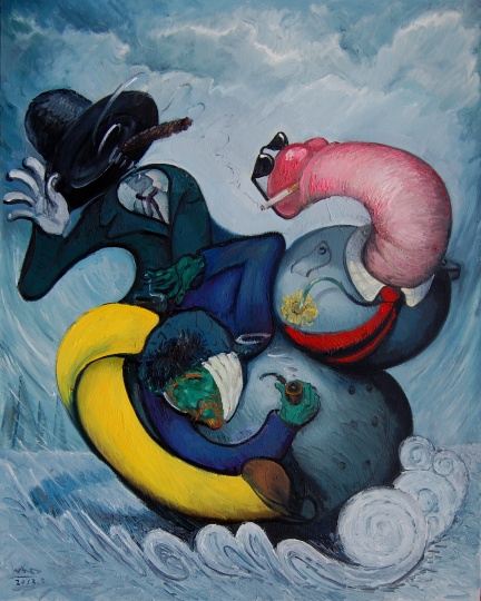 《三剑下天山》布面油画 100X80cm 2013
《三剑下天山》布面油画 100X80cm 2013