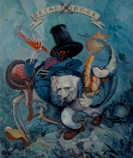 《面包与猪肉》布面油画 120X100cm 2013
《面包与猪肉》布面油画 120X100cm 2013
