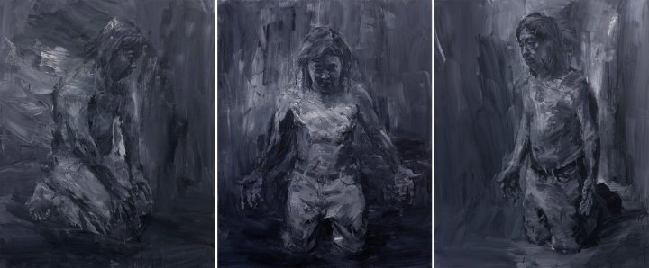 《我跪着》 250x200cmx3 布面油画 2014 《我跪着》 250x200cmx3 布面油画 2014