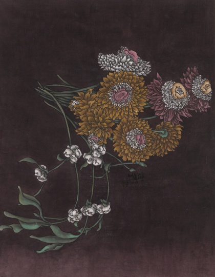 《还是花鸟画1913-2013 5》90 x 70cm 墨、矿物彩、绢,裱于布面 2013
《还是花鸟画1913-2013 5》90 x 70cm 墨、矿物彩、绢,裱于布面 2013