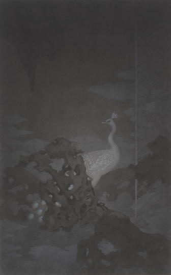 《幽探》 80×50cm 纸本水墨 2013
《幽探》 80×50cm 纸本水墨 2013
