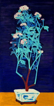 常玉 《静月莹菊》 91.5 x 48cm  油彩 纤维板
