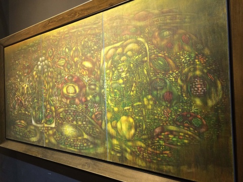 潘德海 《掰开的包谷后山》 120x270cm 布面油画 1989
潘德海 《掰开的包谷后山》 120x270cm 布面油画 1989