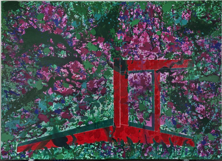 《可以葬身之地•躺下的红色靠背椅》布面丙烯 180×250cm 2011
《可以葬身之地•躺下的红色靠背椅》布面丙烯 180×250cm 2011