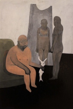 《旁观者1》43x28.5cm 木板丙烯 2010
《旁观者1》43x28.5cm 木板丙烯 2010