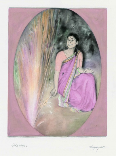 《烟火》30×40cm 纸本水墨 2014
《烟火》30×40cm 纸本水墨 2014