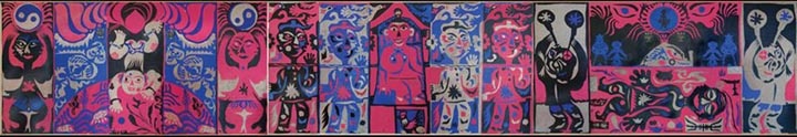《醒.幻.梦》,剪纸、拼贴、三联画,1985年
《醒.幻.梦》,剪纸、拼贴、三联画,1985年