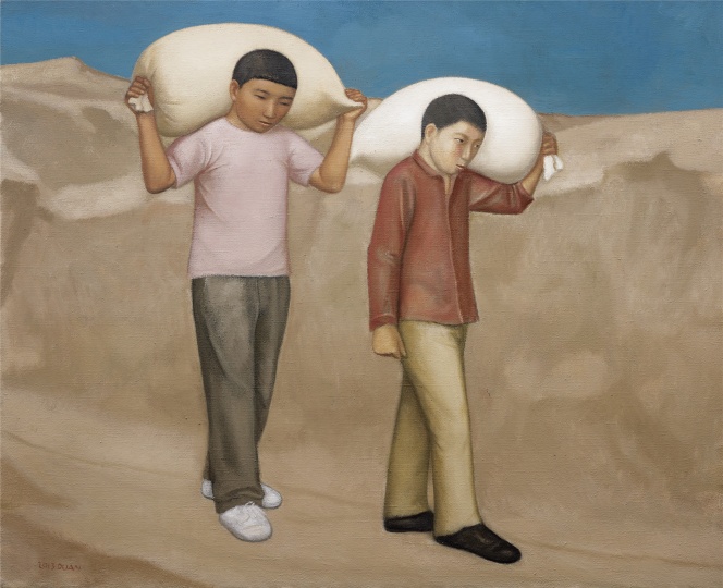 《扛面》130×160cm 布面油画 2013年
《扛面》130×160cm 布面油画 2013年