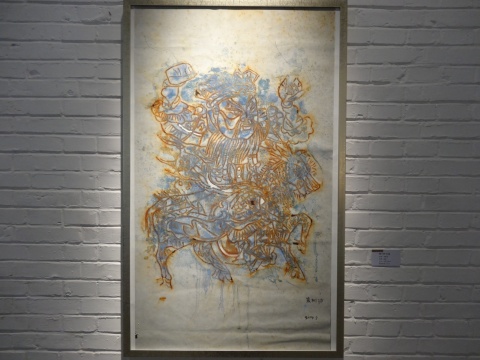 张树功《新门神—红线》73x120cm 纸本 2014
张树功《新门神—红线》73x120cm 纸本 2014