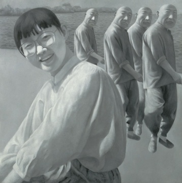 方力钧-系列一(之一),99.2×99.2cm,布面油画,1990-1991年
方力钧-系列一(之一),99.2×99.2cm,布面油画,1990-1991年