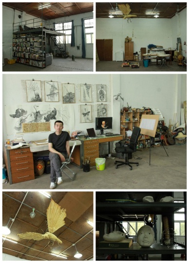 任教于总体艺术工作室的宋振,其工作室中装置与草图并行,有一种诗意的美感。 任教于总体艺术工作室的宋振,其工作室中装置与草图并行,有一种诗意的美感。