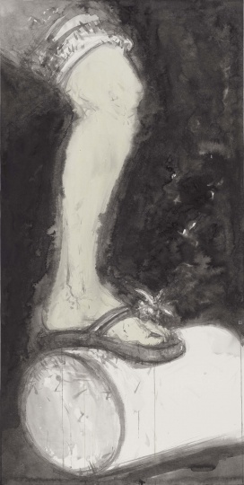 《踩》 136x68cm 纸本水墨 2014
《踩》 136x68cm 纸本水墨 2014