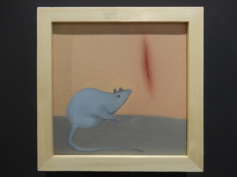 《老鼠与伤口》 20 x 20cm 布面油画 2014
