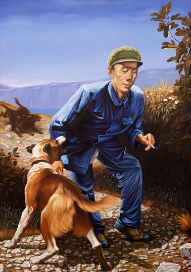 刘仁涛 《新的艺术故事 — 失盲的老关》180×125cm 画布油画 2006
