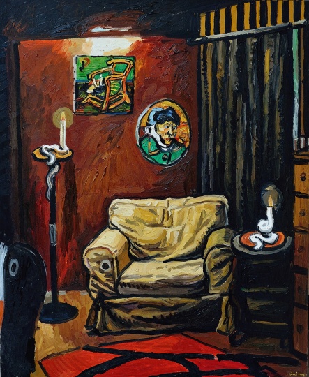 秦琦《书房(米色沙发》 200x160cm 布面油画 2009
秦琦《书房(米色沙发》 200x160cm 布面油画 2009