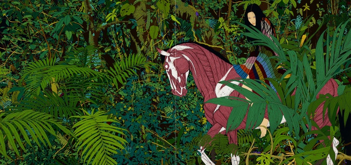陈飞《目露凶光》190×200cm×2 亚麻布丙稀 2010-2011
陈飞《目露凶光》190×200cm×2 亚麻布丙稀 2010-2011