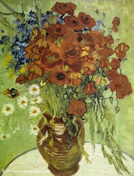  

梵高 《红罂粟与雏菊》 65×50cm 布面油画 1890
