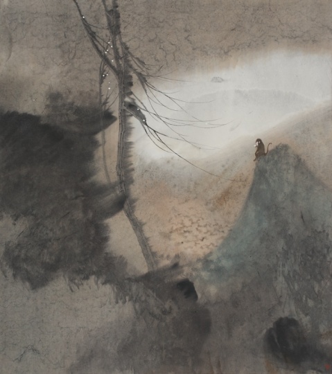 《思过崖上情花开》 69×61cm 纸本设色 2014
《思过崖上情花开》 69×61cm 纸本设色 2014