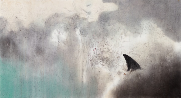 《踏雪寻梅》 180×98cm 纸本设色 2013
《踏雪寻梅》 180×98cm 纸本设色 2013
