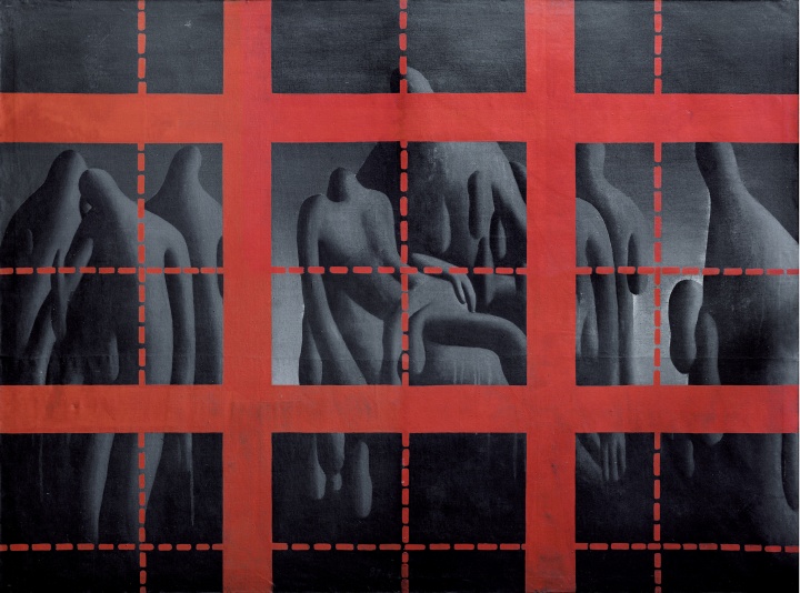《红色理性——偶像的修正》  200x160cm   布面油画1987  
