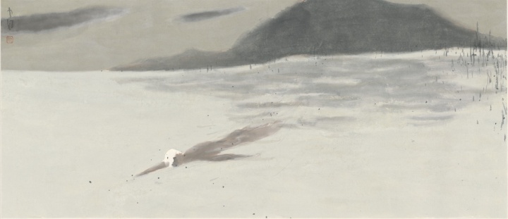 《秋影》46×107.5cm 纸本水墨 2014
《秋影》46×107.5cm 纸本水墨 2014