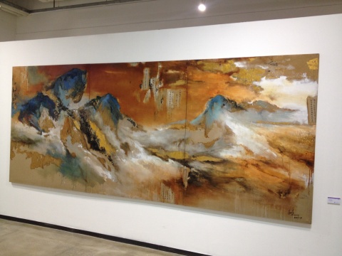《青·山-003》 180X432cm 综合材料
《青·山-003》 180X432cm 综合材料
