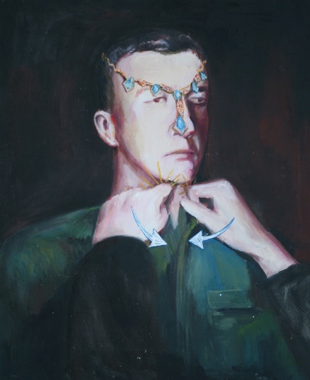 《杀人手法教学》 83x68cm 布面油画 2013
《杀人手法教学》 83x68cm 布面油画 2013