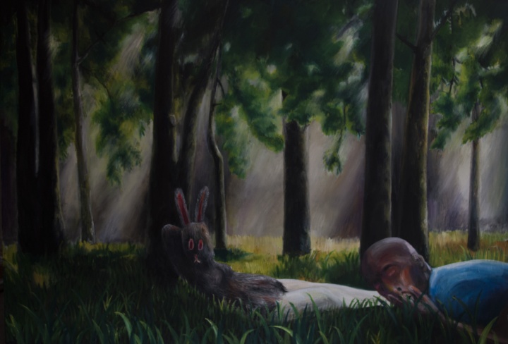 《在清晨中的森林中躺下吧》 160x200cm 布面油画 2014 《在清晨中的森林中躺下吧》 160x200cm 布面油画 2014