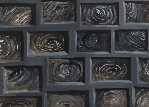 《消失(扔出去....消失掉的....螺旋状扩散开来)》 77x107cm 纸板丙烯 2005
《消失(扔出去....消失掉的....螺旋状扩散开来)》 77x107cm 纸板丙烯 2005
