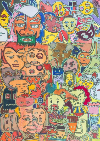 《幻想中的好朋友1》 纸本设色 42×29 2013
《幻想中的好朋友1》 纸本设色 42×29 2013