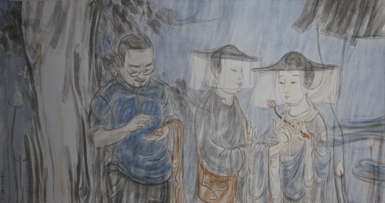 李桐 《莲子》  74.5×143.5cm 纸本设色 2014