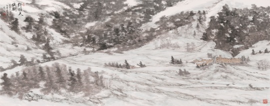 《野旷天低树》 145×366cm 纸本水墨 2012
