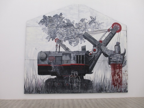 孙逊 《黑色咒语》 410x460cm 布面油画 2008
孙逊 《黑色咒语》 410x460cm 布面油画 2008