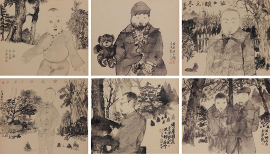 李津 《春行诗波士顿组画》 38×45 cm.×6（约1.5平尺） 水墨纸本 2010
