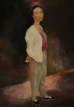 毛焰 《古典女子》 布面油画   200×140cm  1994  
