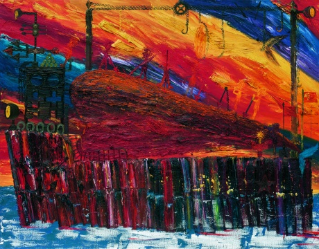 欧阳春 《捕鲸船(二)》 220×280cm 布面油画 2006
欧阳春 《捕鲸船(二)》 220×280cm 布面油画 2006